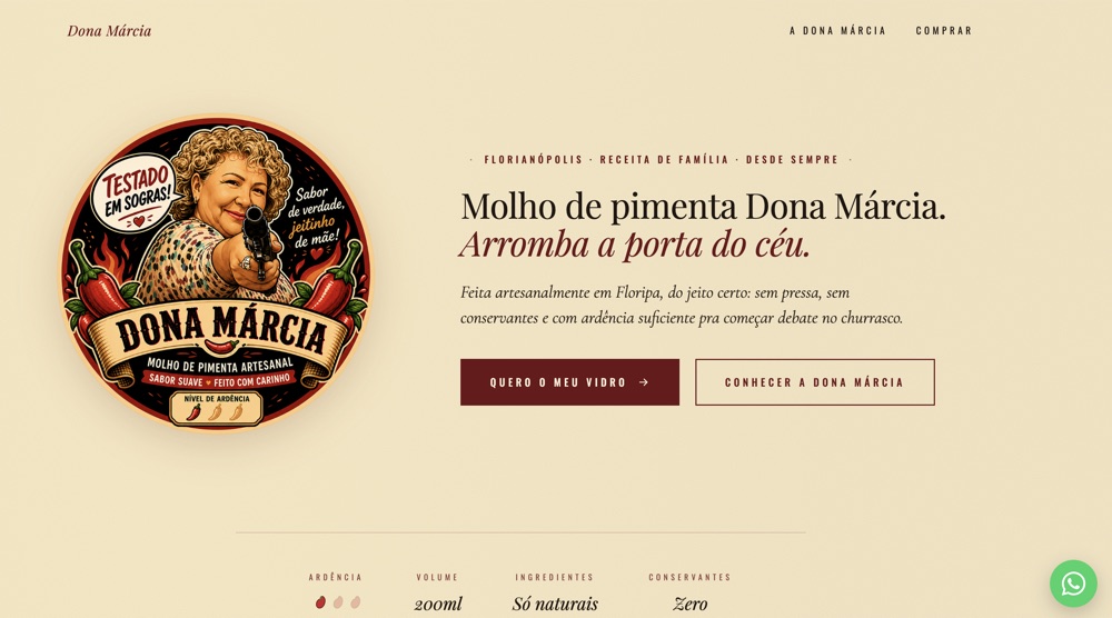 Site da marca Dona Márcia desenvolvido pela Vale Digital