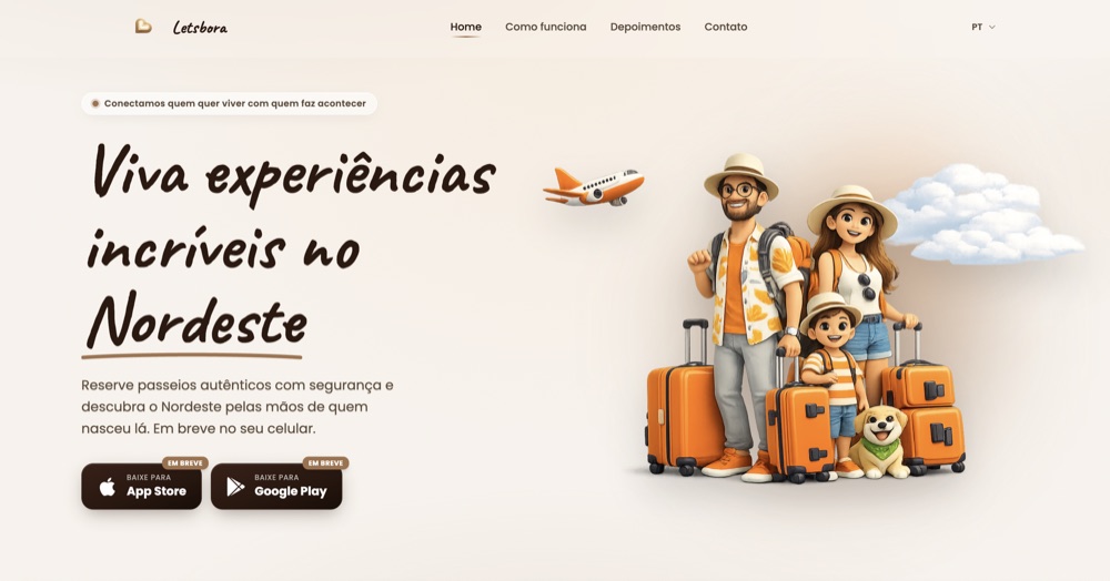 Site da Letsbora desenvolvido pela Vale Digital