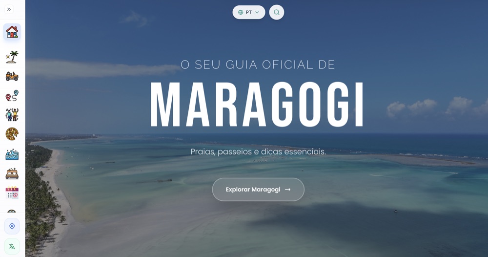 Site do guia de turismo Maragogi Life desenvolvido pela Vale Digital